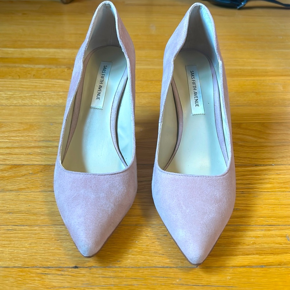 Baby pink suede leather high hills